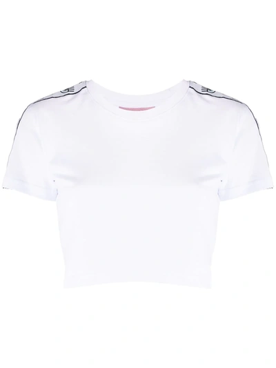 Chiara Ferragni Logomania Stripe Cropped T-shirt In White