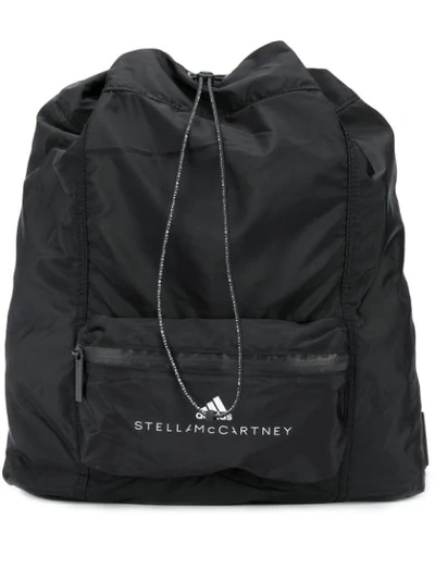 Adidas By Stella Mccartney Convertible Appliquéd Shell Backpack In Black