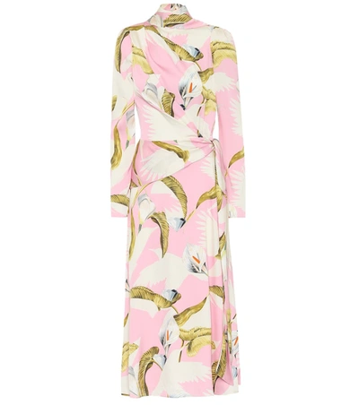 Temperley London Theodora Tie-front Printed Silk-blend Midi Dress In Baby Pink