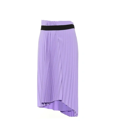 Balenciaga Asymmetric Pleated Crepe Midi Skirt In Lilac