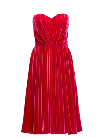 Dolce & Gabbana Strapless Velvet Dress In Fuchsia