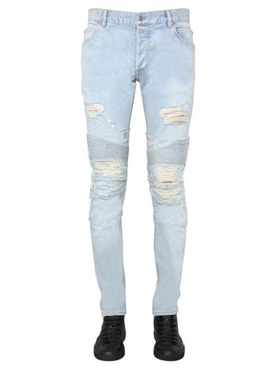 Balmain Slim Jeans Super Destroy In Blue
