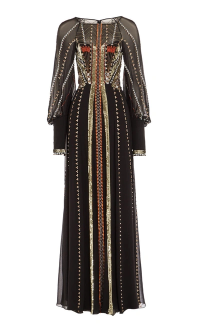 Temperley London Queenie Silk Gown In Black Mix