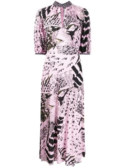 Temperley London 飞鸟印花连衣裙 In Pink