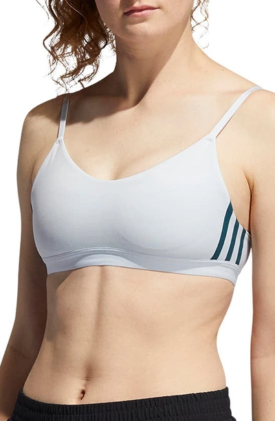 Adidas Originals Adidas Women's All Me 3-stripes Light Support Sports Bra (plus Size) In White/black