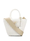 Prada Middolino Straw Bucket Bag In F0009 Bianco