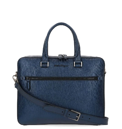 Ferragamo Salvatore  Men's Blue Leather Briefcase