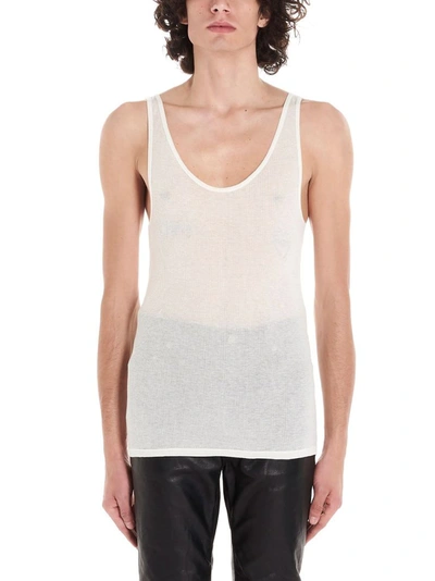 Saint Laurent Round Neck Tank Top In White