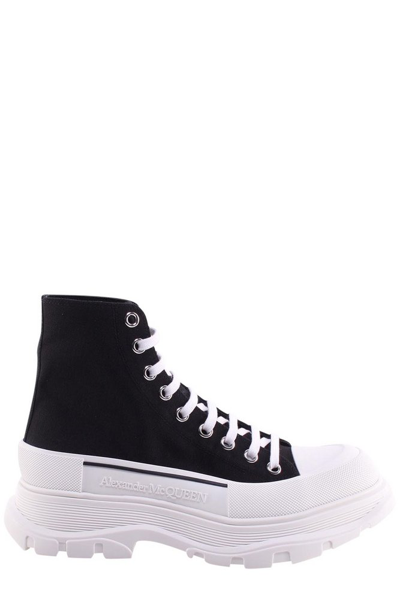 Alexander Mcqueen Tread Slick High-top Sneakers In Black,white