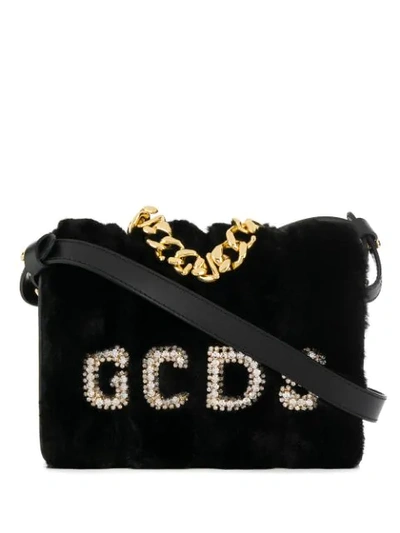 Gcds Black Leather Shoulder Bag