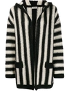 Saint Laurent Open Front Striped Cardigan In White