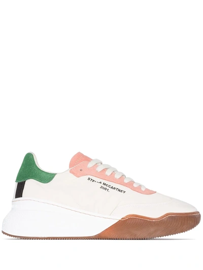 Stella Mccartney Loop Logo-print Canvas And Vegetarian Suede Sneakers In White