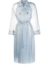 Red Valentino Point D'esprit Tulle Trench Coat In Light Blue