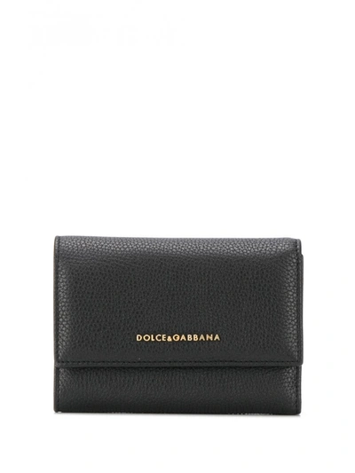 Dolce & Gabbana Leather French Flap Wallet In Nero
