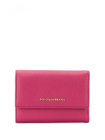 Dolce & Gabbana Leather French Flap Wallet In Violet