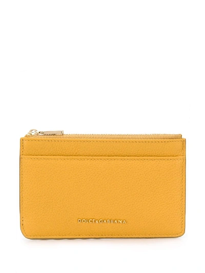 Dolce & Gabbana Small Leather Credit Card Holder In Yellow