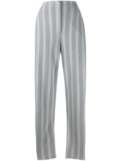 Emporio Armani Cross Twill Jacquard Trousers In Grey