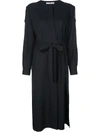 Tibi Chalky Drape Cargo Shirtdress In Black