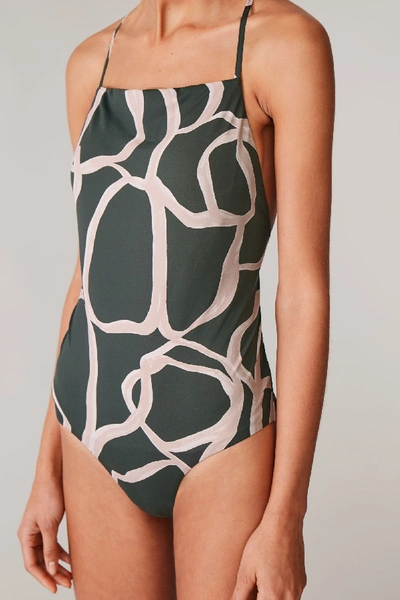 Cos Printed Padded Swimsuit In Green