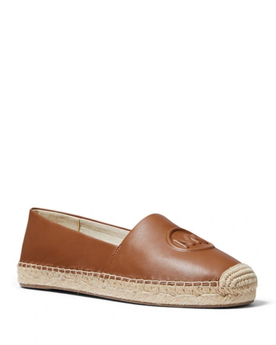 Michael Michael Kors Dylyn Leather Logo Espadrille Flats In Luggage