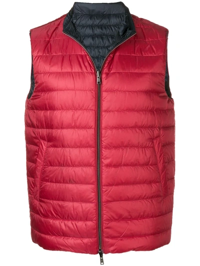 Herno Men's Reversible Down Puffer Vest In Red