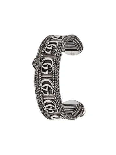 Gucci Men's Garden Gg Snake Silver Cuff Bracelet