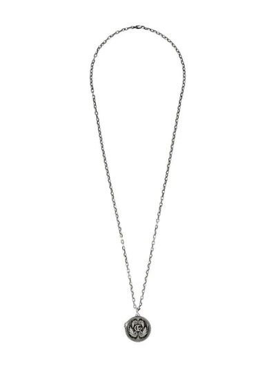 Gucci Garden Double-g Logo Pendant Necklace In Sterling Silver