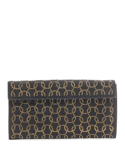 Alaïa Vague2 Studded Suede Clutch Bag In Black/gold