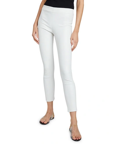The Row Mino Cropped Leather Leggings In White