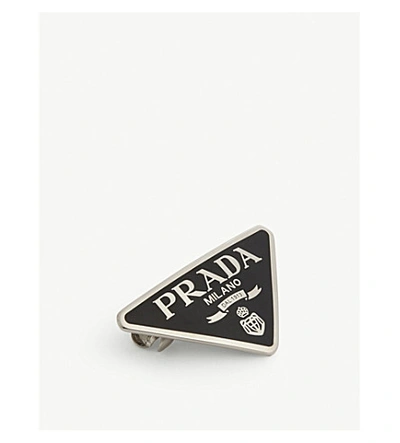 Prada Logo Triangle Hair Clip In Black