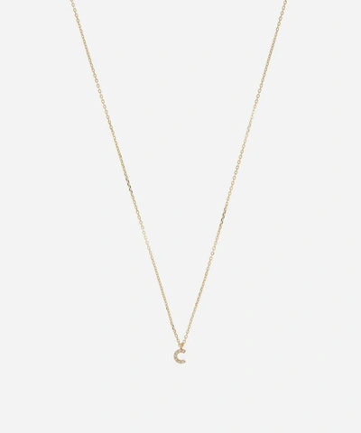 Aurum + Grey 9ct Gold C Diamond Initial Pendant Necklace