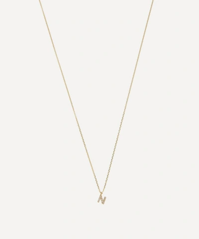 Aurum + Grey 9ct Gold N Diamond Initial Pendant Necklace