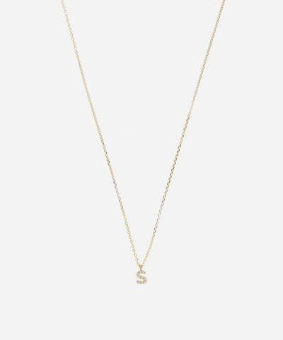 Aurum + Grey 9ct Gold S Diamond Initial Pendant Necklace