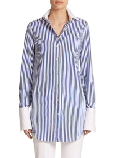 Michael Kors Striped Button-down Shirt In Cobalt