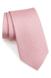 Ferragamo Mini Linked Gancini Silk Classic Tie In Coral