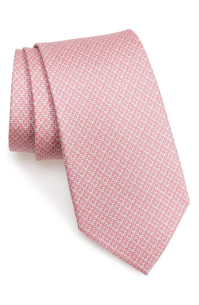 Ferragamo Mini Linked Gancini Silk Classic Tie In F.corallo/ Grigio