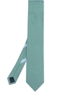 Ferragamo Mini Linked Gancini Silk Classic Tie In Green/azure