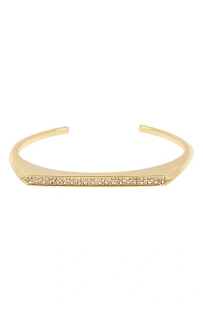 Allsaints Pave Detail Modern Open Cuff Bracelet In Crystal/ Gold