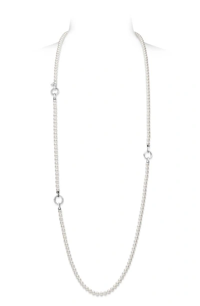 Mikimoto Cultured Pearl & Diamond Station Necklace In White Gold