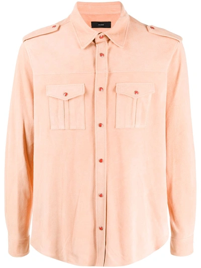 Alanui Suede Shirt In Rose-pink Leather In Orange