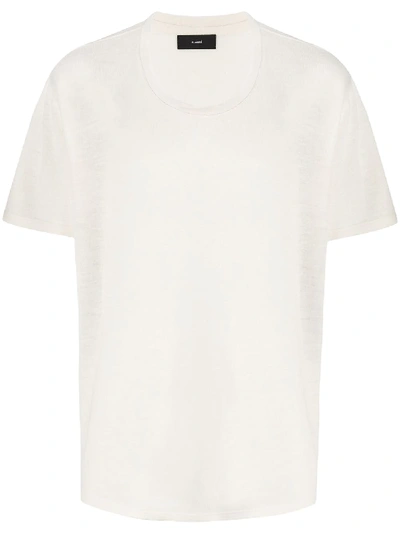 Alanui Silk Linen T-shirt In White Wool