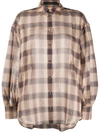 Rokh Check-print Oversized Shirt In 732champagne/navy