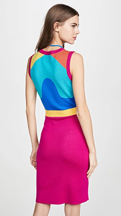Victor Glemaud Colorblock Sleeveless Midi Sheath Dress In Fuschia Multi