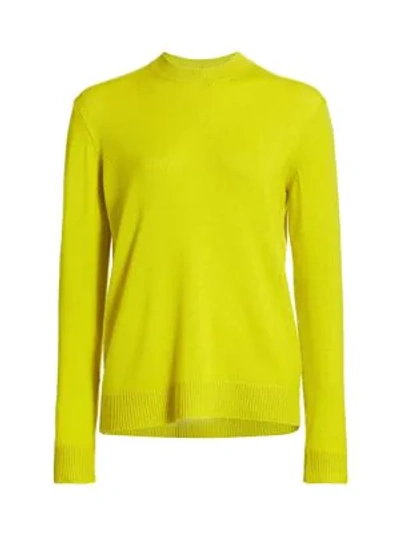 Theory Cashmere Crewneck Sweater In Bright Lime