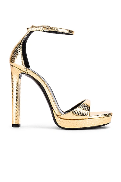 Saint Laurent Hall Ankle Strap Sandals In Gold