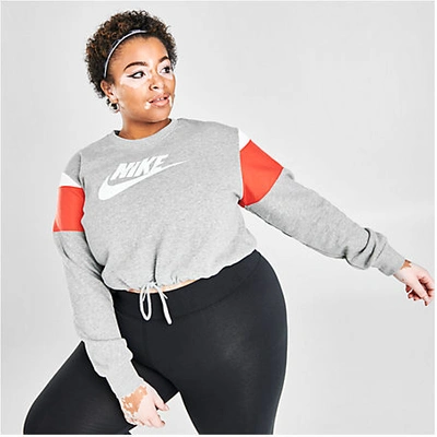 Nike Sportswear Heritage Women's Fleece Crew (plus Size) In Grey