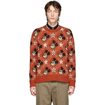 Gucci Knit Jaquard Wool Alpaca Blend Sweater In Orange