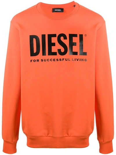 Diesel Sweatshirt Mit Logo-print In Orange