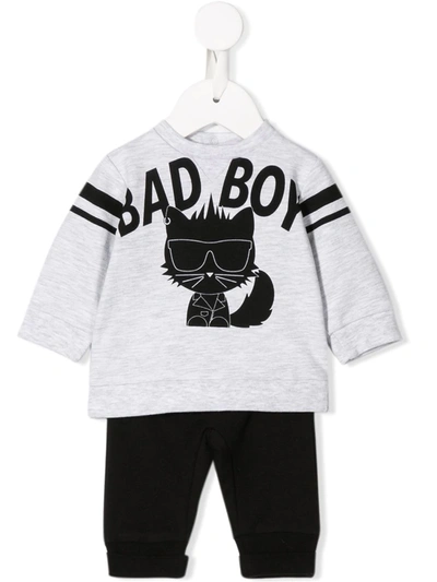 Karl Lagerfeld Babies' Bad Boy Tracksuit Set In Grey