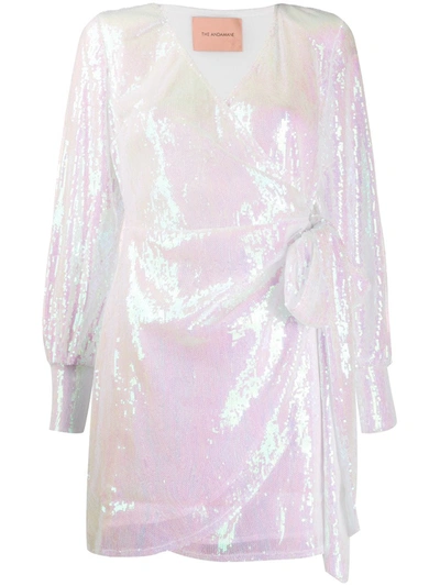 Andamane Carly Sequins Wrap Mini Dress In Hologram